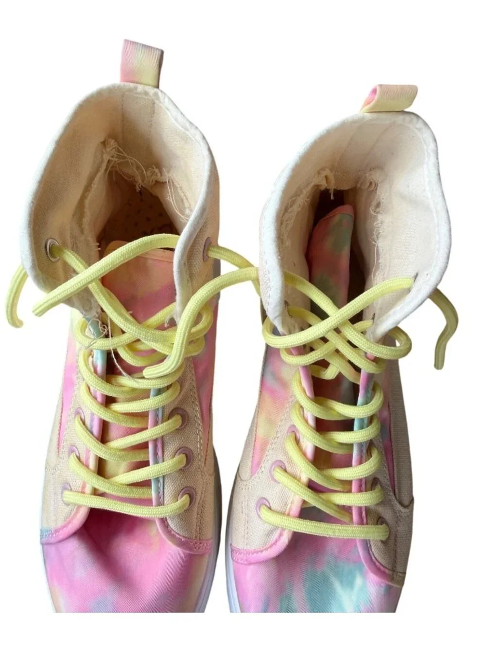 Yoki Tie-Dye High-Top Platform Pastel Colored Canvas Sneakers Women's Size 10